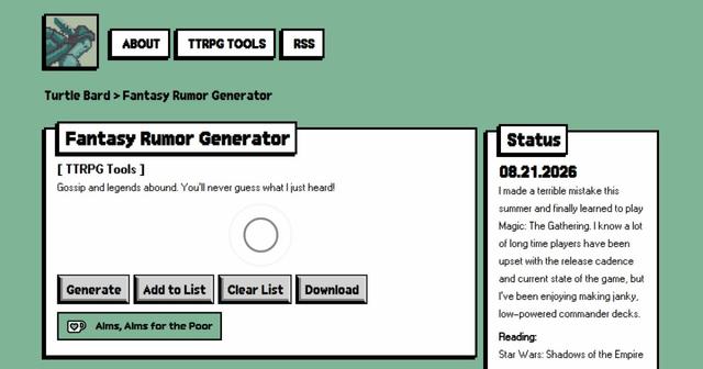 Generador de rumores para RPG: chismes de taberna con AI para campañas de mesa