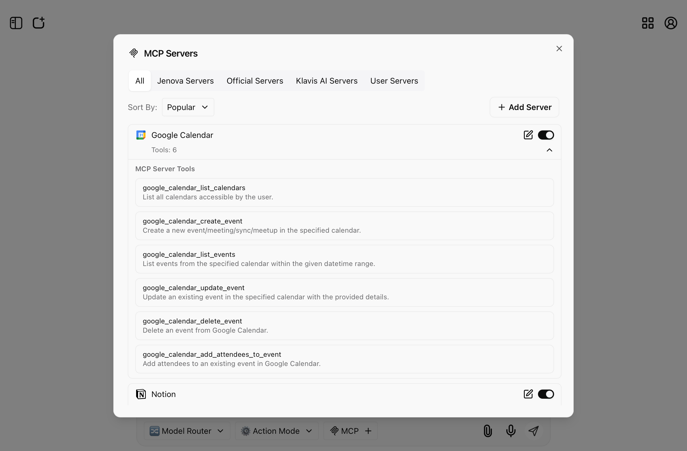 Google Calendar MCP Server Tools