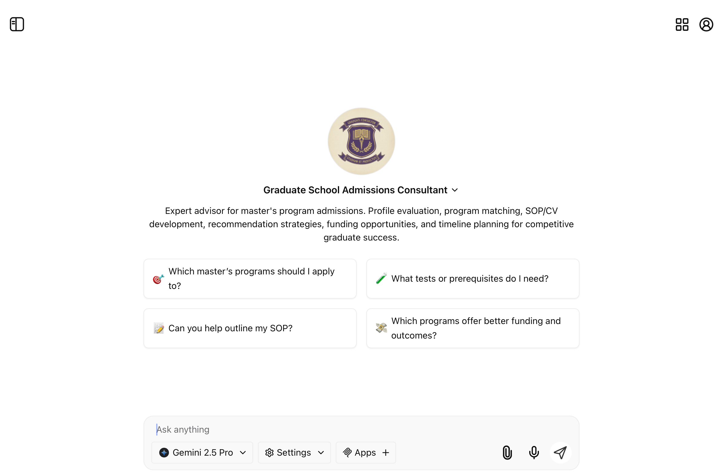 College Admissions Consultant AI Interface