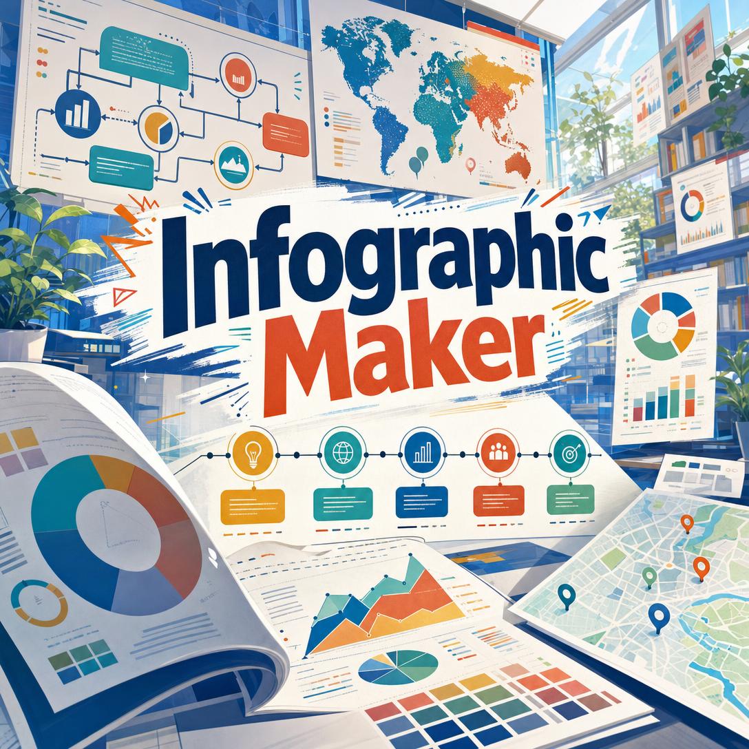 AI infographic maker turning research data into a visual storytelling layout with charts and hierarchy