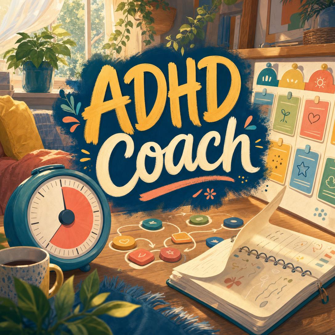 Adult using an AI ADHD coach on a laptop to plan executive function strategies and daily tasks