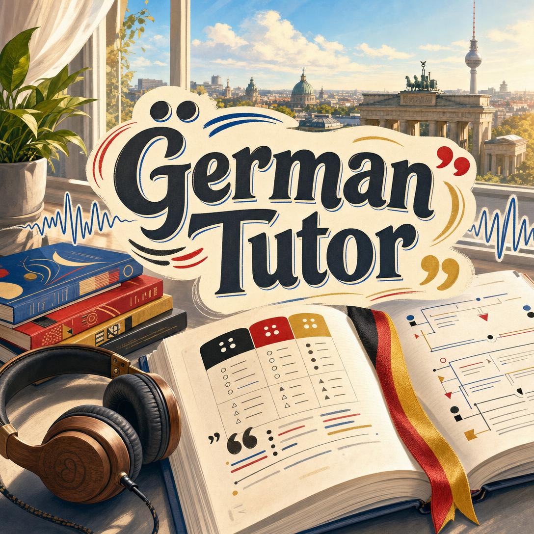 AI German tutor lesson covering grammar cases, pronunciation practice, and CEFR-level conversation