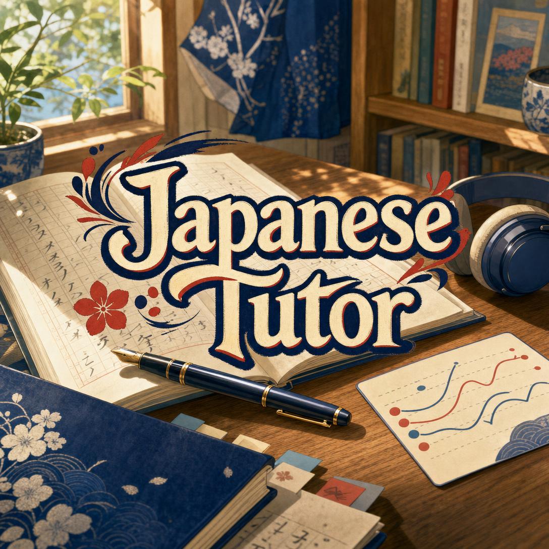 AI Japanese tutor lesson covering kanji, grammar particles, and pitch accent