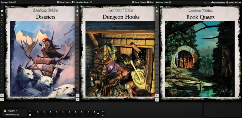 Digitale Tabletop-Zufallstabellen für Katastrophen, Dungeon-Aufhänger und Buchquests, die Ideen für Nebenquests liefern