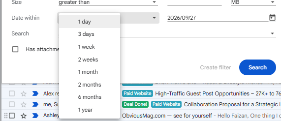 Gmail Filter Date Within Options